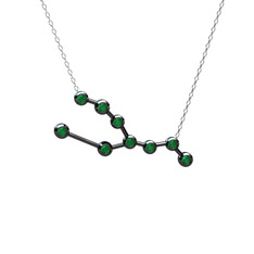 Taurus Kolye - Kök zümrüt 925 ayar siyah rodyum kaplama gümüş kolye (40 cm beyaz altın rolo zincir) #a74ljj