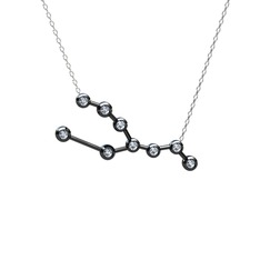 Taurus Kolye - Swarovski 925 ayar siyah rodyum kaplama gümüş kolye (40 cm beyaz altın rolo zincir) #bbhduy