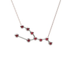Kök yakut 18 ayar beyaz altın kolye (40 cm rose altın rolo zincir)