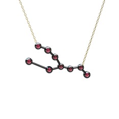 Taurus Kolye - Rodolit garnet 925 ayar siyah rodyum kaplama gümüş kolye (40 cm altın rolo zincir) #faxxnf