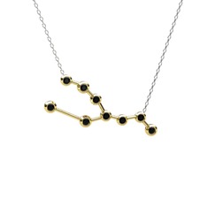 Taurus Kolye - Siyah zirkon 18 ayar altın kolye (40 cm beyaz altın rolo zincir) #hcti49