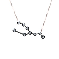 Taurus Kolye - Swarovski 925 ayar siyah rodyum kaplama gümüş kolye (40 cm gümüş rolo zincir) #n7ah32