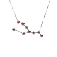 Taurus Kolye - Rodolit garnet 14 ayar beyaz altın kolye (40 cm rose altın rolo zincir) #p82f9f