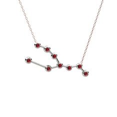 Taurus Kolye - Garnet 14 ayar beyaz altın kolye (40 cm rose altın rolo zincir) #pbztji