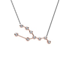 Taurus Kolye - Beyaz zirkon 18 ayar rose altın kolye (40 cm gümüş rolo zincir) #qbrl2r