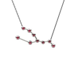 Taurus Kolye - Rodolit garnet 14 ayar beyaz altın kolye (40 cm gümüş rolo zincir) #s1sdy3