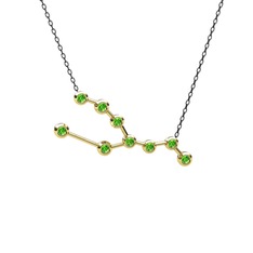 Taurus Kolye - Peridot 8 ayar altın kolye (40 cm gümüş rolo zincir) #smdhj0