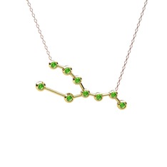 Peridot 925 ayar altın kaplama gümüş kolye (40 cm gümüş rolo zincir)