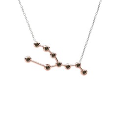 Taurus Kolye - Dumanlı kuvars 925 ayar rose altın kaplama gümüş kolye (40 cm beyaz altın rolo zincir) #t0bpy9