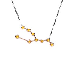 Taurus Kolye - Sitrin 8 ayar rose altın kolye (40 cm gümüş rolo zincir) #ukpk7n