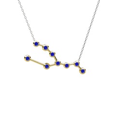 Lab safir 925 ayar altın kaplama gümüş kolye (40 cm beyaz altın rolo zincir)