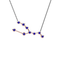Lab safir 8 ayar rose altın kolye (40 cm gümüş rolo zincir)