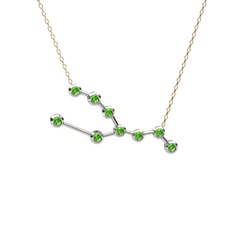 Taurus Kolye - Peridot 8 ayar beyaz altın kolye (40 cm altın rolo zincir) #wia93a
