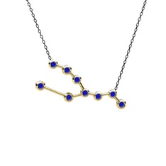 Lab safir 8 ayar altın kolye (40 cm gümüş rolo zincir)