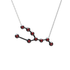 Taurus Kolye - Garnet 925 ayar siyah rodyum kaplama gümüş kolye (40 cm gümüş rolo zincir) #znpek5
