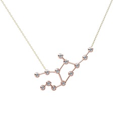 Virgo Kolye - Swarovski 925 ayar rose altın kaplama gümüş kolye (40 cm altın rolo zincir) #11aqr46