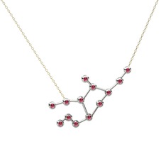 Virgo Kolye - Rodolit garnet 18 ayar beyaz altın kolye (40 cm altın rolo zincir) #13v27d6