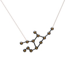 Virgo Kolye - Dumanlı kuvars 925 ayar siyah rodyum kaplama gümüş kolye (40 cm rose altın rolo zincir) #18gysw2