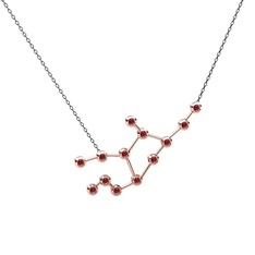Virgo Kolye - Garnet 8 ayar rose altın kolye (40 cm gümüş rolo zincir) #1afi82o