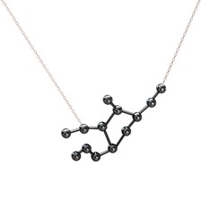 Virgo Kolye - Siyah zirkon 925 ayar siyah rodyum kaplama gümüş kolye (40 cm rose altın rolo zincir) #1bsxbsv