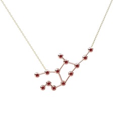 Virgo Kolye - Garnet 925 ayar rose altın kaplama gümüş kolye (40 cm altın rolo zincir) #1g87bip