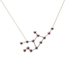 Garnet 8 ayar beyaz altın kolye (40 cm altın rolo zincir)