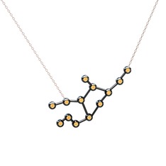 Virgo Kolye - Sitrin 925 ayar siyah rodyum kaplama gümüş kolye (40 cm gümüş rolo zincir) #1i4lnr6