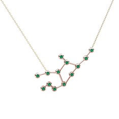 Virgo Kolye - Yeşil kuvars 925 ayar rose altın kaplama gümüş kolye (40 cm gümüş rolo zincir) #1ipkdae