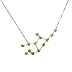 Virgo Kolye - Yeşil kuvars 925 ayar altın kaplama gümüş kolye (40 cm gümüş rolo zincir) #1m448q4