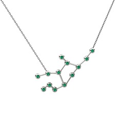 Virgo Kolye - Yeşil kuvars 8 ayar beyaz altın kolye (40 cm gümüş rolo zincir) #1me6fkj