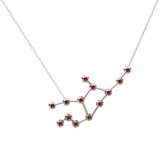 Garnet 8 ayar beyaz altın kolye (40 cm rose altın rolo zincir)