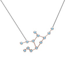 Virgo Kolye - Akuamarin 8 ayar rose altın kolye (40 cm gümüş rolo zincir) #1oqf4ku