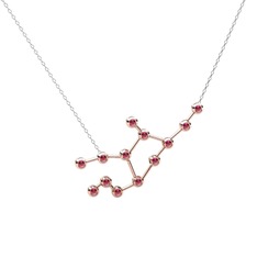 Virgo Kolye - Rodolit garnet 925 ayar rose altın kaplama gümüş kolye (40 cm gümüş rolo zincir) #1pzp09r