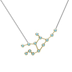 Virgo Kolye - Akuamarin 18 ayar altın kolye (40 cm gümüş rolo zincir) #1ttxix6