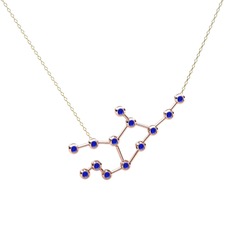 Virgo Kolye - Lab safir 8 ayar rose altın kolye (40 cm altın rolo zincir) #1vdzk69