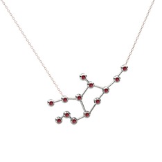 Kök yakut 14 ayar beyaz altın kolye (40 cm rose altın rolo zincir)