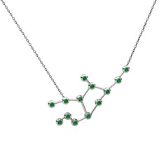 Virgo Kolye - Kök zümrüt 8 ayar beyaz altın kolye (40 cm gümüş rolo zincir) #8x0qln