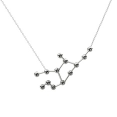 Virgo Kolye - Siyah zirkon 925 ayar gümüş kolye (40 cm gümüş rolo zincir) #9txzu8