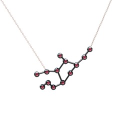 Virgo Kolye - Rodolit garnet 925 ayar siyah rodyum kaplama gümüş kolye (40 cm gümüş rolo zincir) #9zy7f9