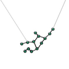 Virgo Kolye - Yeşil kuvars 925 ayar siyah rodyum kaplama gümüş kolye (40 cm gümüş rolo zincir) #bj567z