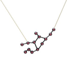 Virgo Kolye - Rodolit garnet 925 ayar siyah rodyum kaplama gümüş kolye (40 cm gümüş rolo zincir) #edagrq
