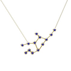 Lab safir 8 ayar altın kolye (40 cm altın rolo zincir)