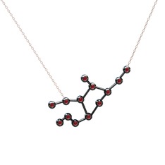 Virgo Kolye - Garnet 925 ayar siyah rodyum kaplama gümüş kolye (40 cm rose altın rolo zincir) #hd2x7b