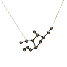 Virgo Kolye - Dumanlı kuvars 925 ayar siyah rodyum kaplama gümüş kolye (40 cm altın rolo zincir) #j1fyl3