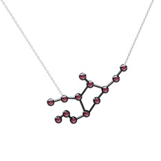 Virgo Kolye - Rodolit garnet 925 ayar siyah rodyum kaplama gümüş kolye (40 cm gümüş rolo zincir) #j3aods