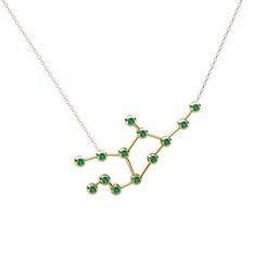 Virgo Kolye - Yeşil kuvars 14 ayar altın kolye (40 cm gümüş rolo zincir) #l5qfh7