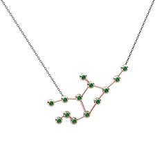 Virgo Kolye - Kök zümrüt 8 ayar rose altın kolye (40 cm gümüş rolo zincir) #my94gq