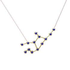 Lab safir 18 ayar altın kolye (40 cm gümüş rolo zincir)