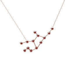 Virgo Kolye - Garnet 14 ayar rose altın kolye (40 cm rose altın rolo zincir) #suun4x