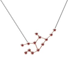 Kök yakut 18 ayar rose altın kolye (40 cm gümüş rolo zincir)